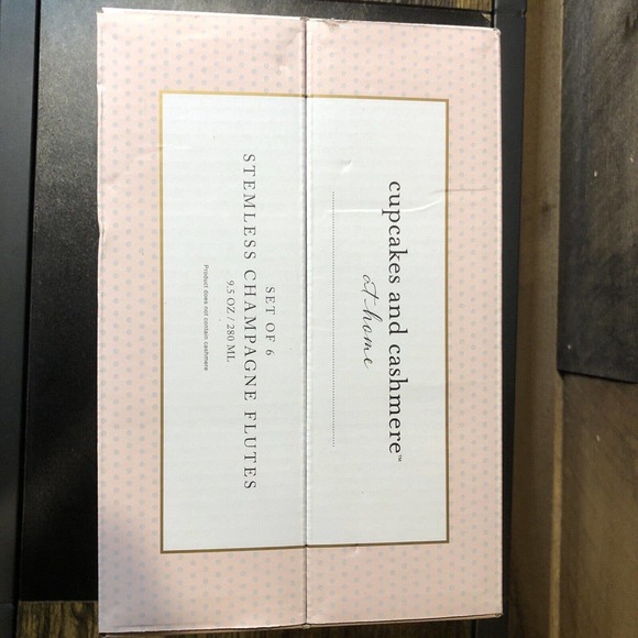 Cupcakes & Cashmere at home Set of 6 Stemless Champagne Flutes New in Box - Picture 7 of 8